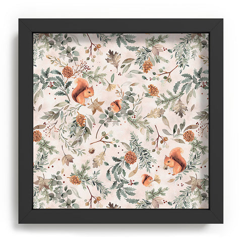 Ninola Design Squirrels Winter Holiday Botanical Recessed Framing Square