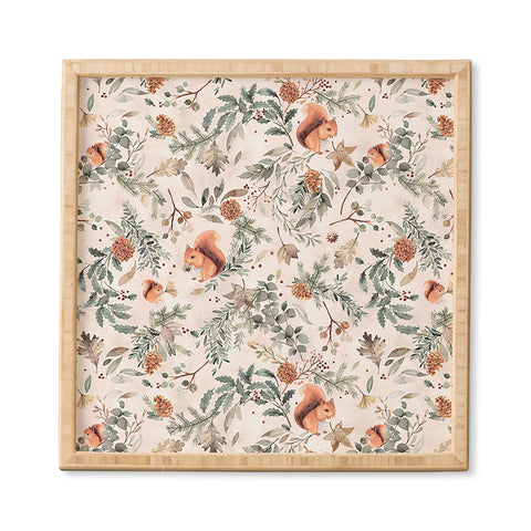 Ninola Design Squirrels Winter Holiday Botanical Framed Wall Art havenly