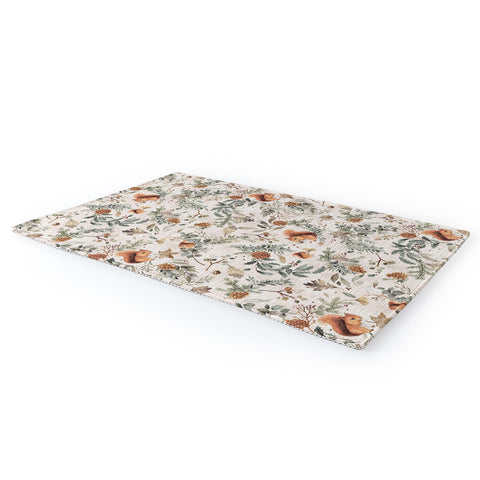 Ninola Design Squirrels Winter Holiday Botanical Area Rug