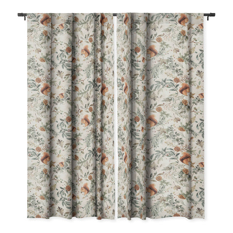 Ninola Design Squirrels Winter Holiday Botanical Blackout Non Repeat