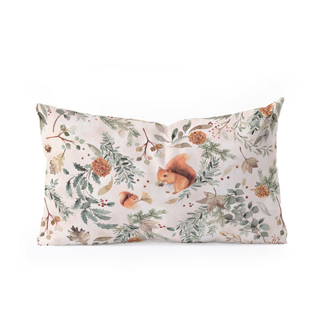 Ninola Design Squirrels Winter Holiday Botanical Oblong Throw Pillow Havenly
