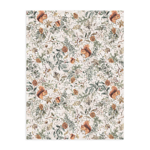 Ninola Design Squirrels Winter Holiday Botanical Puzzle