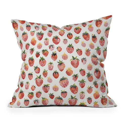 Ninola Design Strawberries Countryside Summer Outdoor Throw Pillow