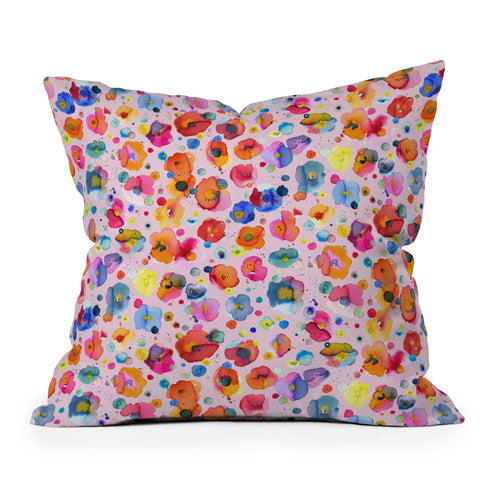 Ninola Design Summer Festival Naive Flowers Outdoor Throw Pillow