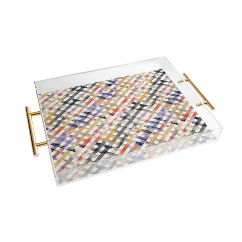 Ninola Design Summer Gingham Squares Watercolor Acrylic Tray