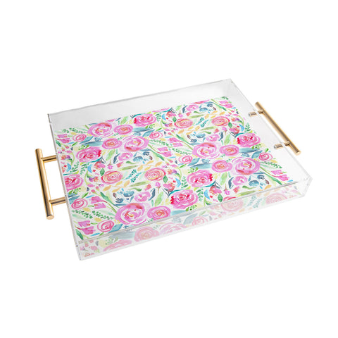Ninola Design Sweet Pastel Floral Bouquet Acrylic Tray