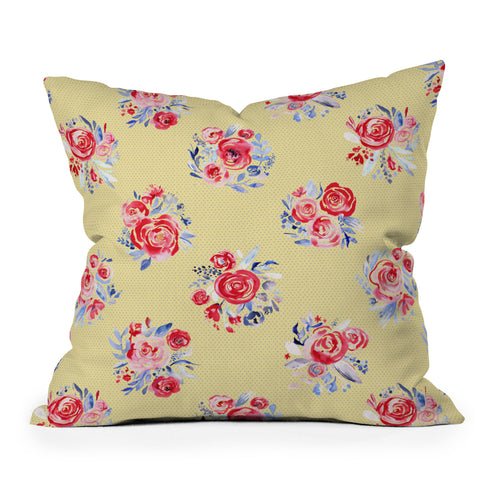 Ninola Design Sweet Roses Bloom Bouquet Outdoor Throw Pillow