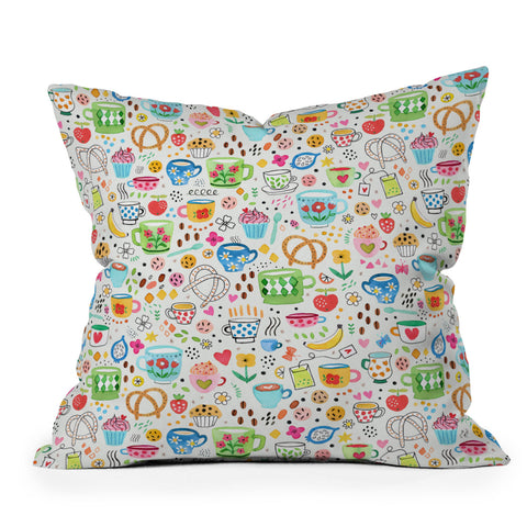 Ninola Design Tea and Coffee Snacks Outdoor Throw Pillow