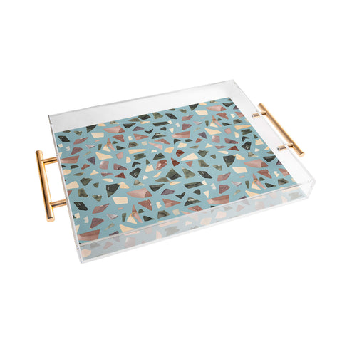 Ninola Design Terrazzo Mineral Watercolor Blue Acrylic Tray