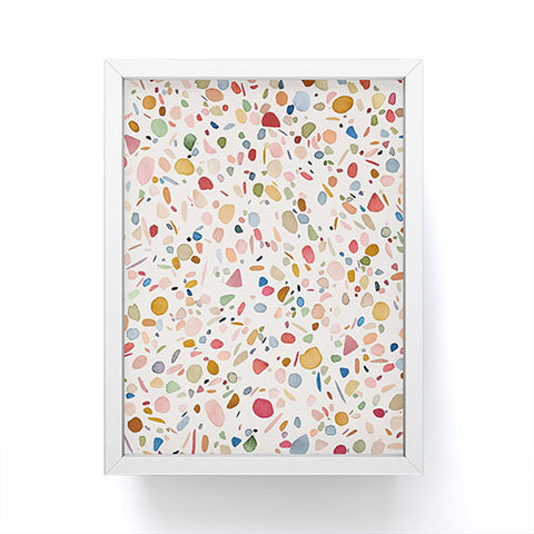 Ninola Design Terrazzo Pebbles Speckled Confetti Texture Framed Mini Art Print