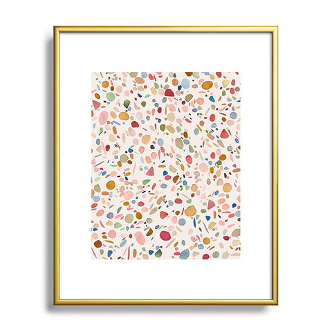Ninola Design Terrazzo Pebbles Speckled Confetti Texture Metal Framed Art Print