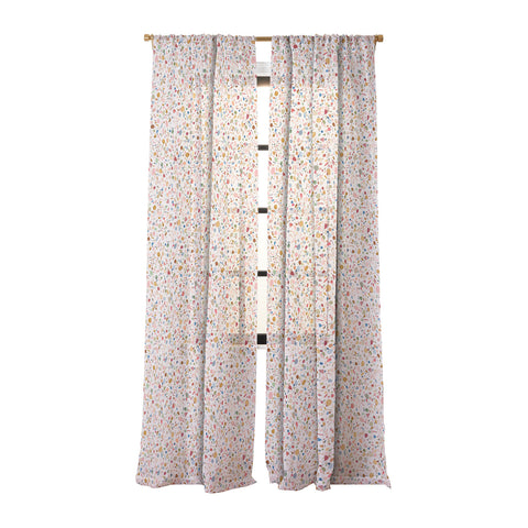 Ninola Design Terrazzo Pebbles Speckled Confetti Texture Sheer Window Curtain