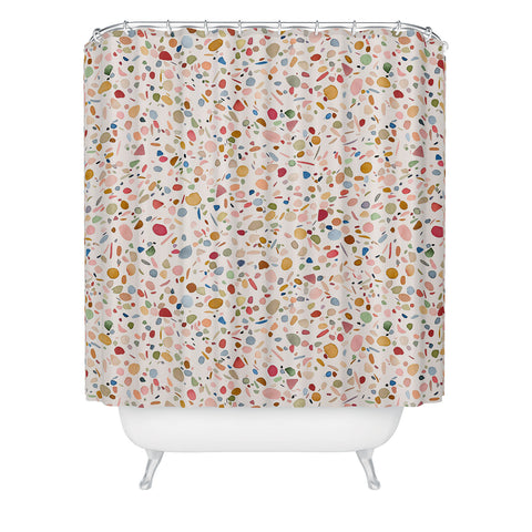 Ninola Design Terrazzo Pebbles Speckled Confetti Texture Shower Curtain