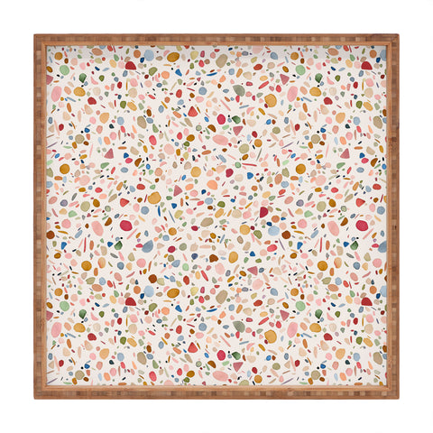 Ninola Design Terrazzo Pebbles Speckled Confetti Texture Square Tray