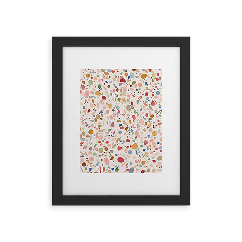Ninola Design Terrazzo Pebbles Speckled Confetti Texture Framed Art Print