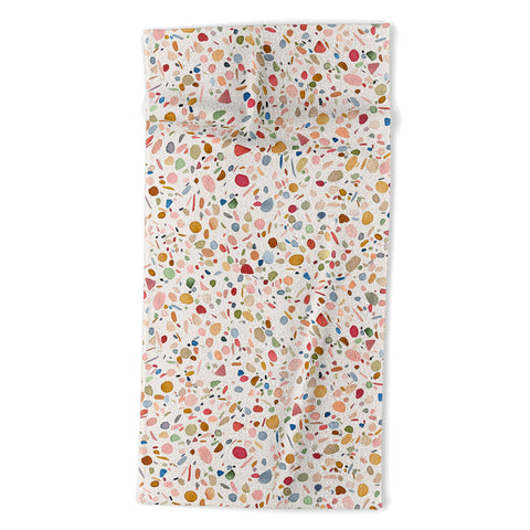 Ninola Design Terrazzo Pebbles Speckled Confetti Texture Beach Towel