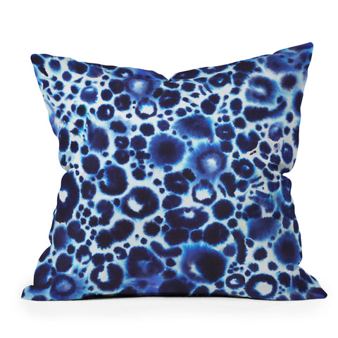 Ninola Design Textural abstract Blue Outdoor Throw Pillow