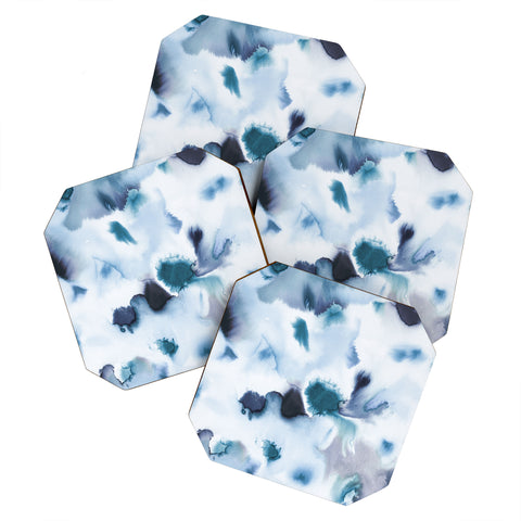 Ninola Design Textural abstract Indigo Coaster Set