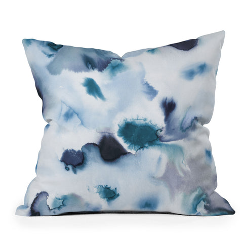 Ninola Design Textural abstract Indigo Outdoor Throw Pillow