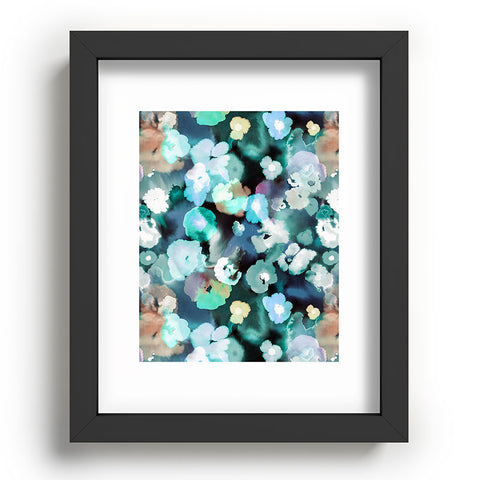 Ninola Design Textural Flowers Light Blue Recessed Framing Rectangle