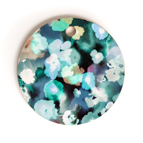 Ninola Design Textural Flowers Light Blue Cutting Board Round