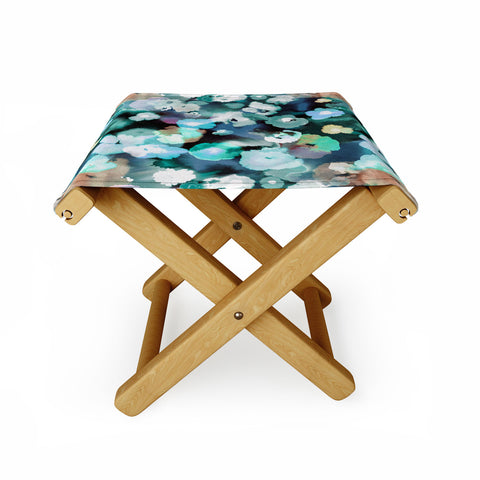 Ninola Design Textural Flowers Light Blue Folding Stool