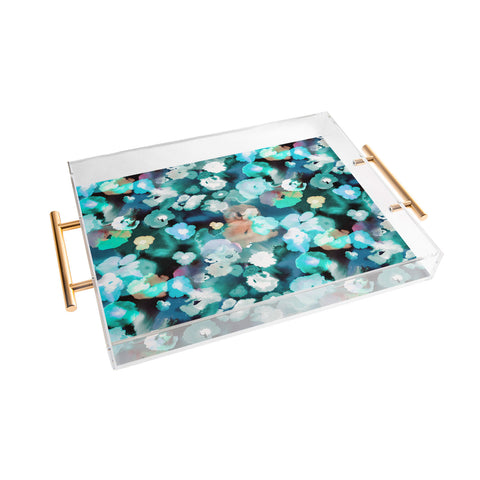 Ninola Design Textural Flowers Light Blue Acrylic Tray