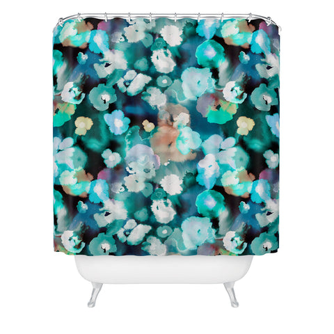 Ninola Design Textural Flowers Light Blue Shower Curtain