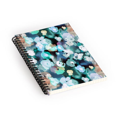 Ninola Design Textural Flowers Light Blue Spiral Notebook