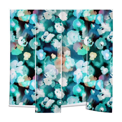 Ninola Design Textural Flowers Light Blue Wall Mural