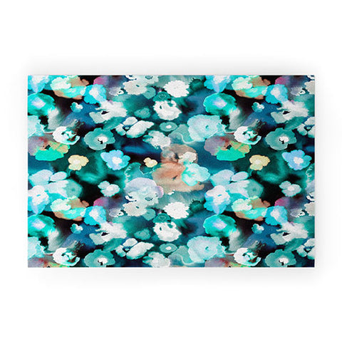 Ninola Design Textural Flowers Light Blue Welcome Mat