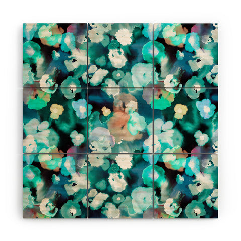 Ninola Design Textural Flowers Light Blue Wood Wall Mural