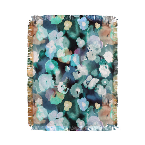 Ninola Design Textural Flowers Light Blue Throw Blanket