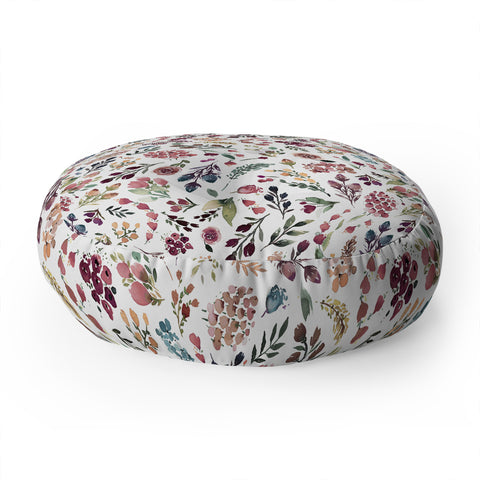 Ninola Design Tiny Flowers Perennial Pleasures Floor Pillow Round