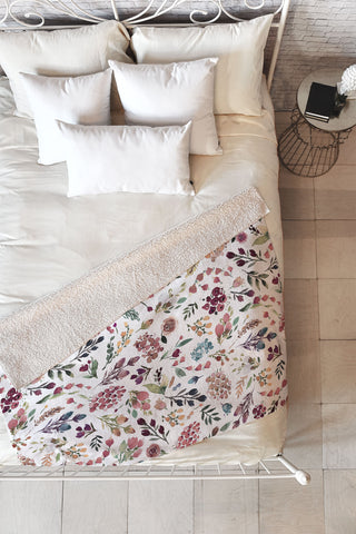 Ninola Design Tiny Flowers Perennial Pleasures Fleece Throw Blanket