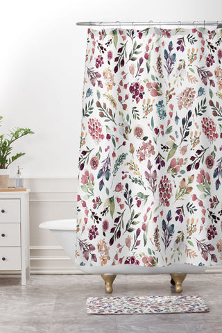 Ninola Design Tiny Flowers Perennial Pleasures Shower Curtain And Mat