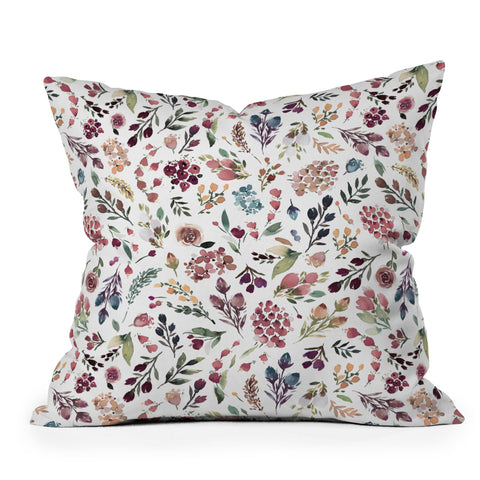 Ninola Design Tiny Flowers Perennial Pleasures Outdoor Throw Pillow