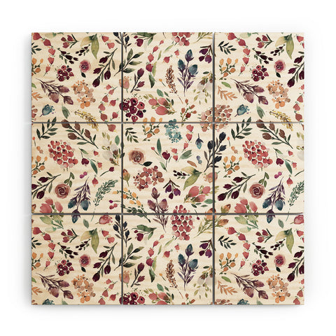 Ninola Design Tiny Flowers Perennial Pleasures Wood Wall Mural