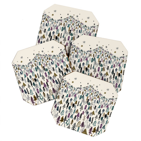 Ninola Design Trees Forest Night Coaster Set