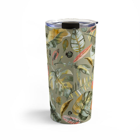 Ninola Design Tropical plants Sunbaked Green Travel Mug