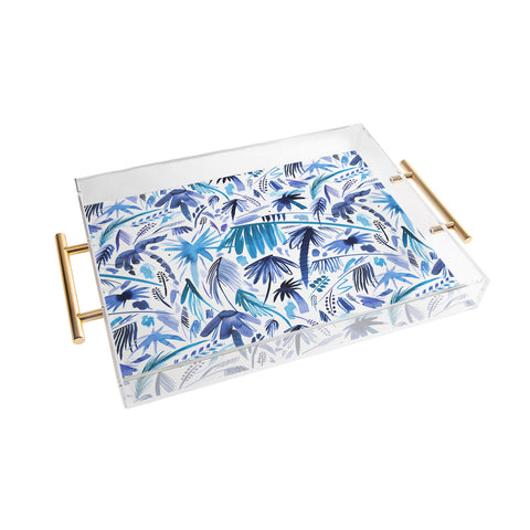 Ninola Design Tropical Relaxing Palms Blue Acrylic Tray