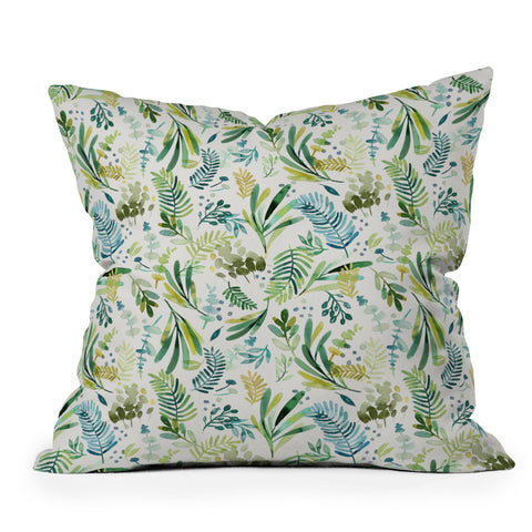 Ninola Design Tuscany Olive Green Leaves Outdoor Throw Pillow