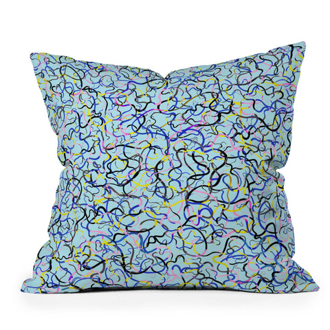 Ninola Design Water drawings blue Outdoor Throw Pillow