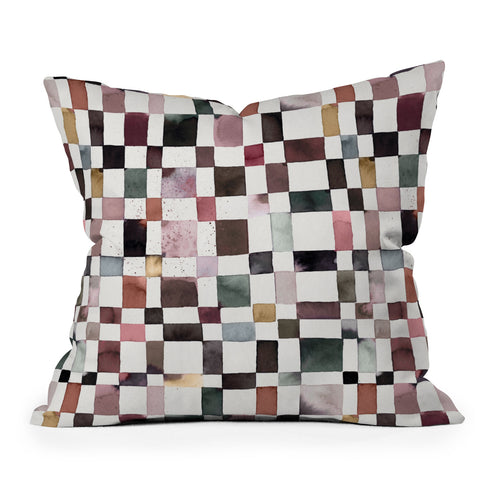 Ninola Design Watercolor checker Company is coming Outdoor Throw Pillow