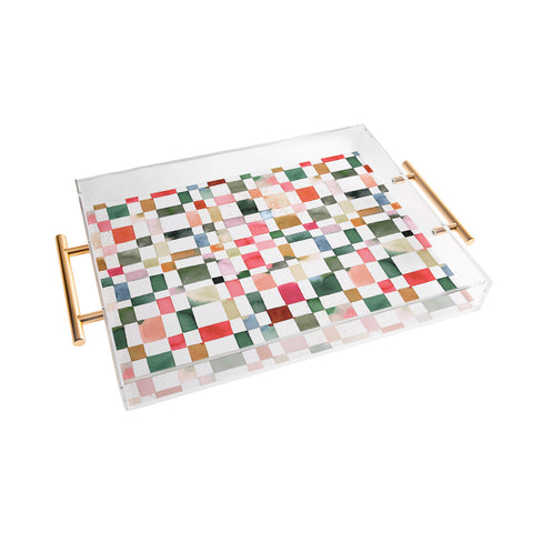 Ninola Design Watercolor checker Yuletide Acrylic Tray