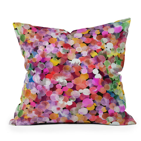Ninola Design Watercolor Dots Candy Outdoor Throw Pillow