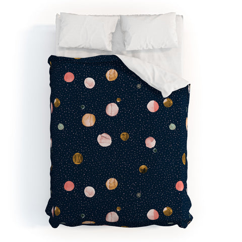 Ninola Design Watercolor Dots Mineral Navy Duvet Cover