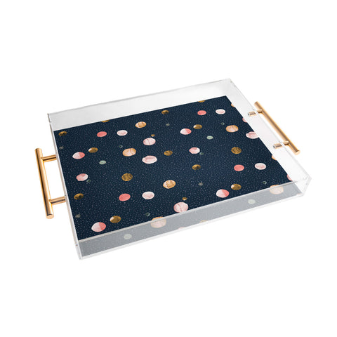 Ninola Design Watercolor Dots Mineral Navy Acrylic Tray