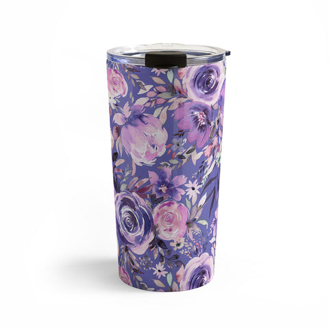 Ninola Design Watercolor Floral Very Peri Travel Mug