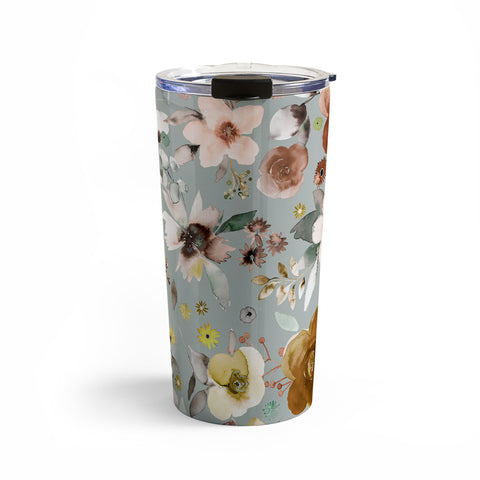 Ninola Design Watercolor flowers bouquet Natural Travel Mug